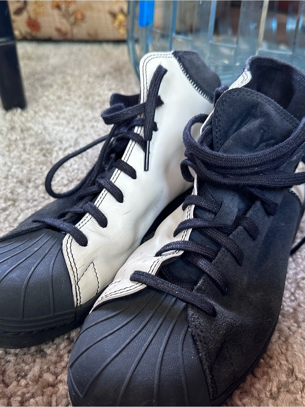 Y-3 Black and White High-Top Sneakers
